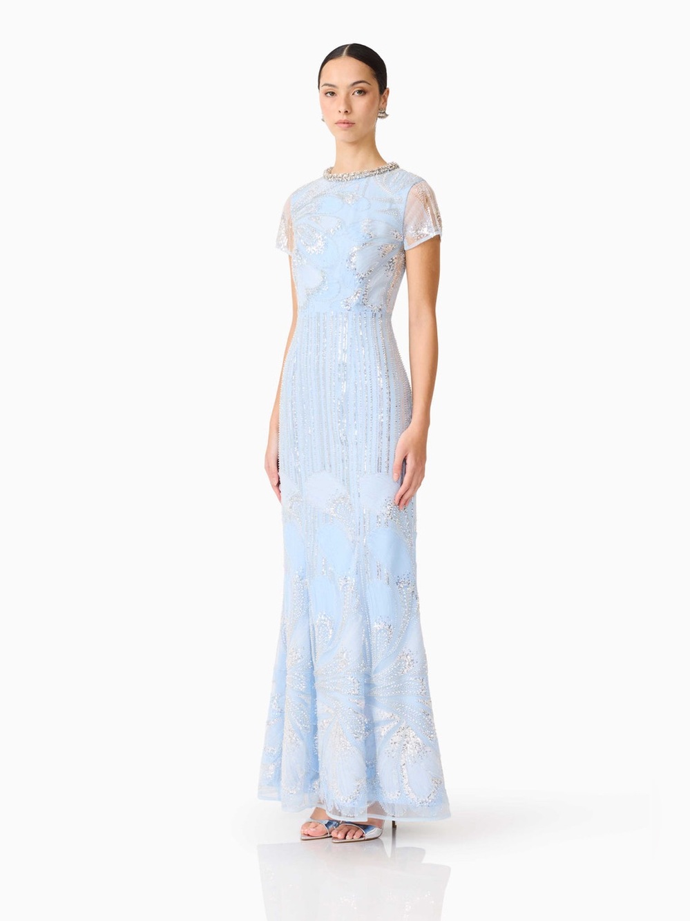 ELLIATT Annabelle Embellished Evening Gown Blue Wedding Guest Dress size S NWT - Picture 3 of 11